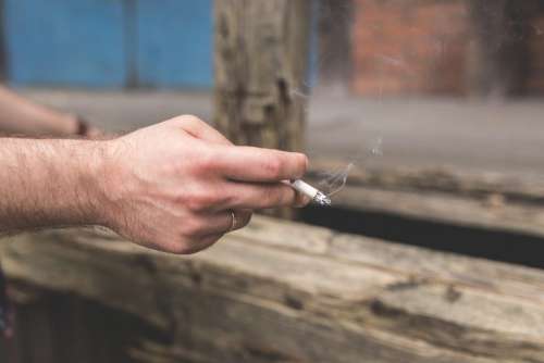 Cigarette in a male hand