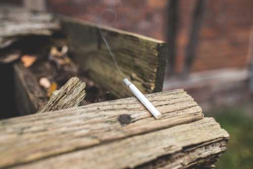 Cigarette on wood