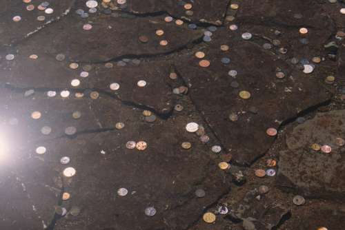 Coins in a fountain