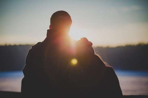 Couple watching sunset