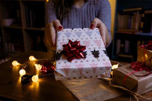 A female holding a christmas gift 3