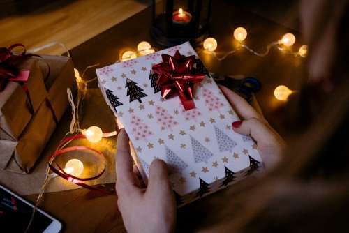 A female holding a christmas gift 6