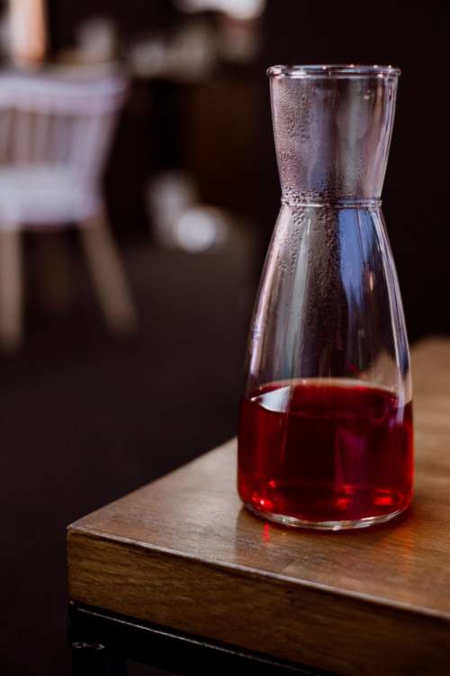 Fruit tea in a glass tea pot