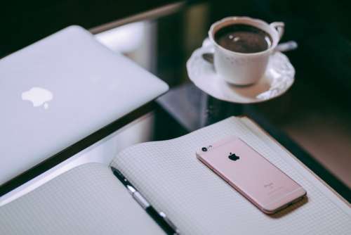 iPhone, MacBook and coffee
