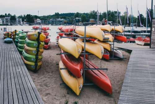 Kayak racks at the lake 2