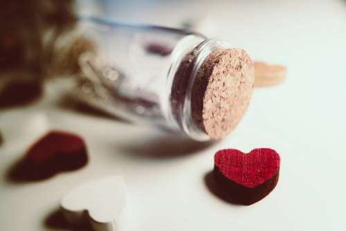 Message in a bottle and wooden hearts 2