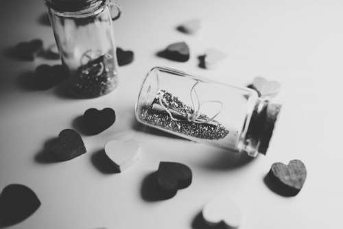 Message in a bottle in black and white