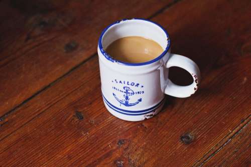 Oldschool mug of latte