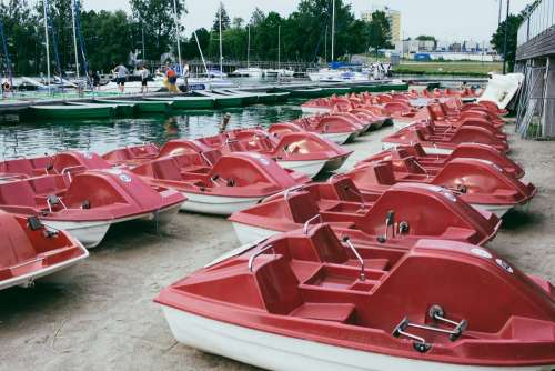 Paddle boats at the lake harbor 2