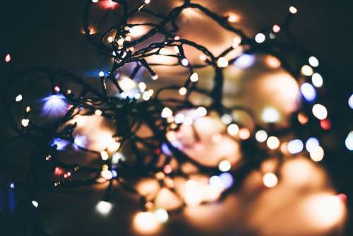Tangled Christmas lights bokeh