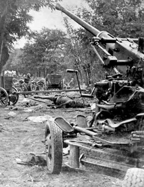A bombed Polish Army column during the Battle of the Bzura during World War II free photo