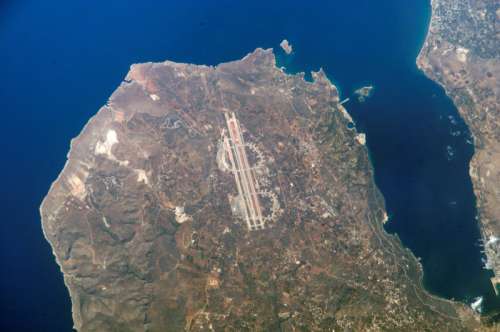 Aerial view of Chania International Airport in Greece free photo