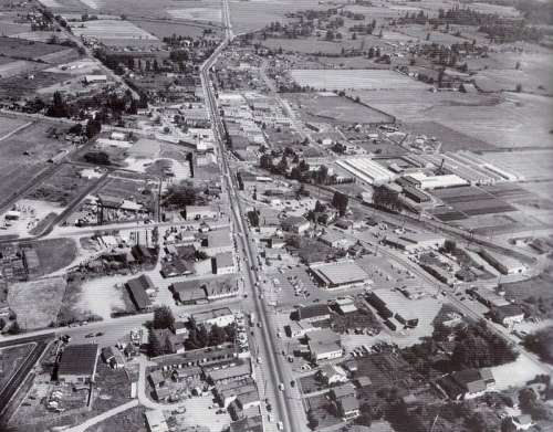 Aerial View of Langley City in 1959 in British Columbia, Canada free photo