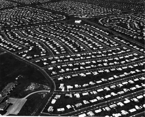 Aerial view of Levittown circa 1959 in Pennsylvania free photo