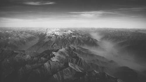 Aerial View of mountains landscape free photo