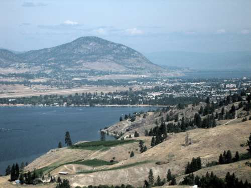 Aerial view of Penticton, Skaha Lake landscape in British Columbia, Canada free photo