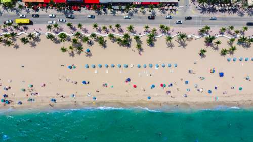 Aerial view of the beach at Fort Lauderdale, Florida free photo