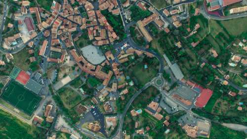 Aerial view of the Houses in  Les Vans, France free photo