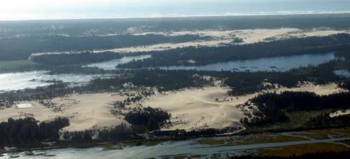  Aerial view of the Oregon Dunes National Recreation Area in North Bend free photo