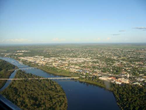 Aerial view to the east of Bundaberg, Queensland, Australia free photo