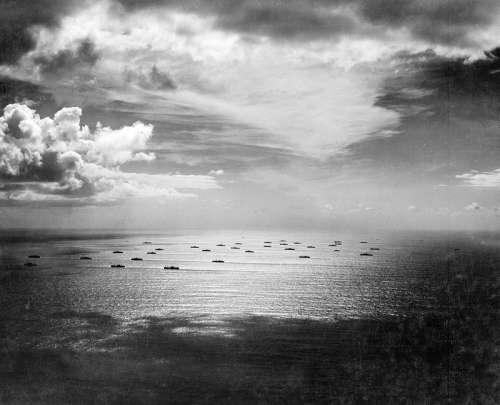 Allied Convoy crossing the Atlantic during World War II free photo