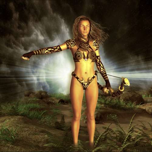 Amazon Female Warrior with bow illustration free photo