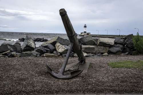 Anchor on shore in Duluth, Minnesota free photo
