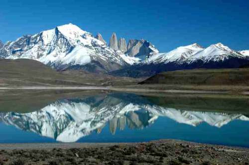 Andes Mountains Lake Reflection landscape in Argentina free photo