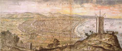 Barcelona in 1563 panoramic view free photo