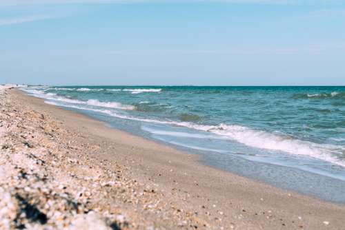 Beach and shoreline landscape in Kyrylivka, Ukraine free photo