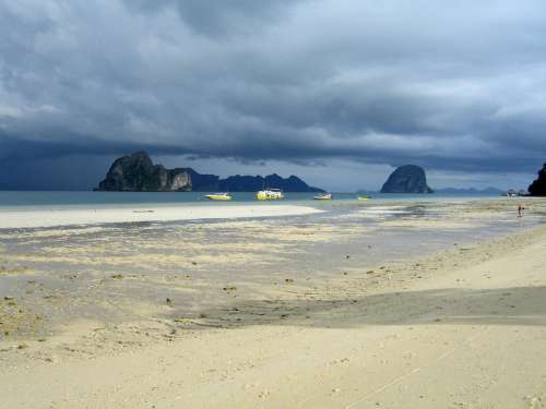 Beach under the clouds landscape at Thailand free photo