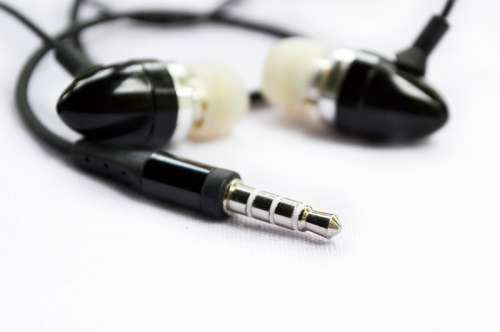 Black headphones in detail free photo