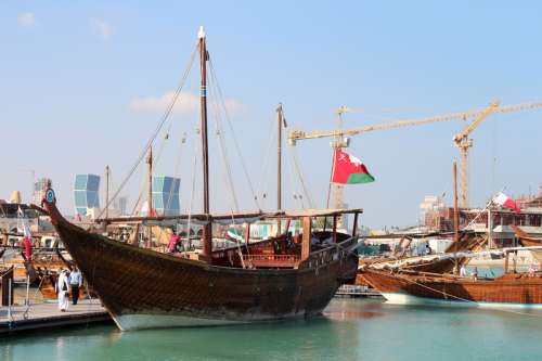 Boats and Ships in the Harbor in Doha, Qatar free photo