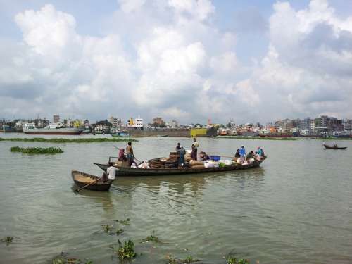 Boats on the River in Dhaka, Bangladesh free photo