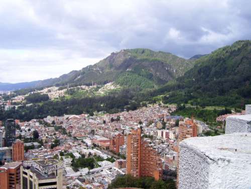 Bogota Cityscape with mountains in Colombia free photo