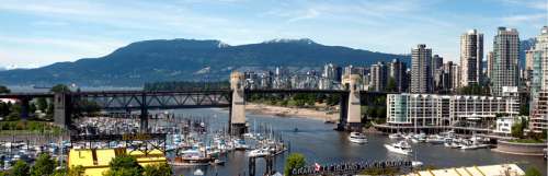 Bridge and buildings in Vancouver, British Columbia, Canada free photo