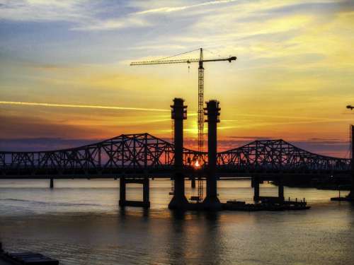 Bridge and sunset in Louisville, Kentucky free photo
