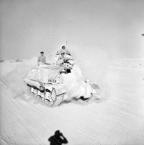 British Grant tank moving up to the front during Second Battle of El Alamein, World War II free photo