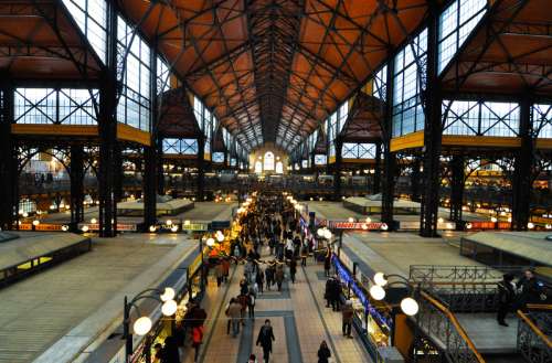 Budapest great market hall in Budapest, Hungary free photo