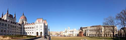 Budapest park under blue sky in Hungary free photo