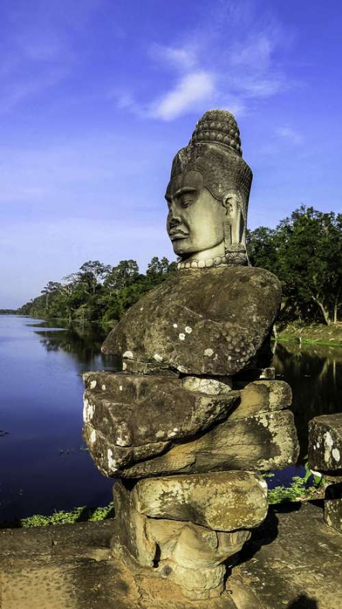 Buddha statue on rock in Sri Lanka free photo