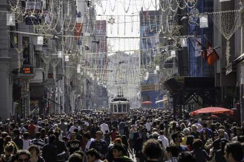 Busy Afternoon in Istiklal , Istanbul, Turkey free photo