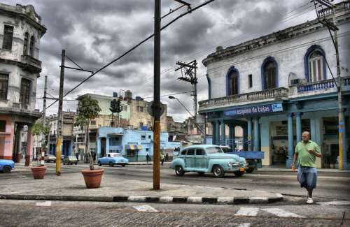 Car on Old Street in Havana, Cuba free photo