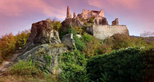 Castle Ruins on a hill in Austria free photo