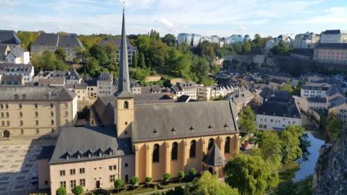 Cityscape and chapel in Luxembourg free photo