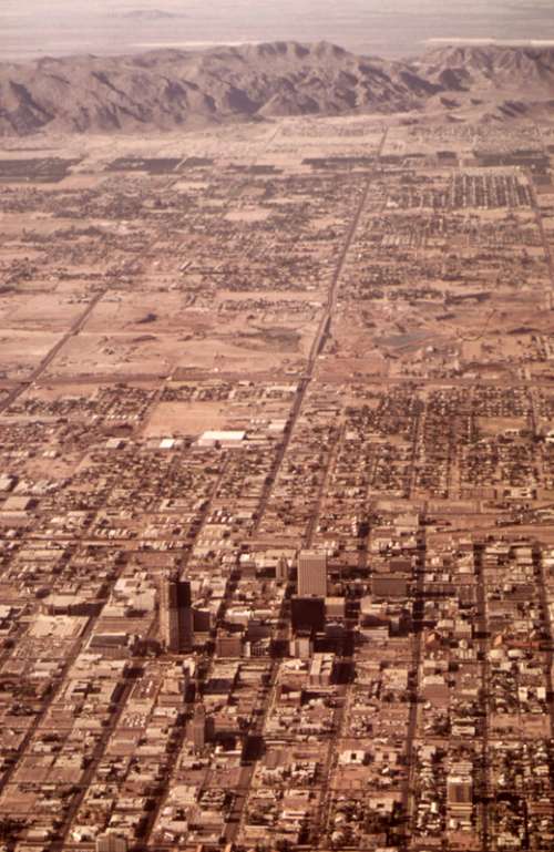 Cityscape View of Phoenix, Arizona in 1972 free photo