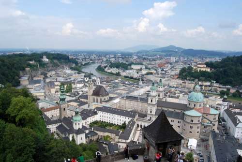 Cityscape with buildings under the sky in Salzburg, Austria free photo