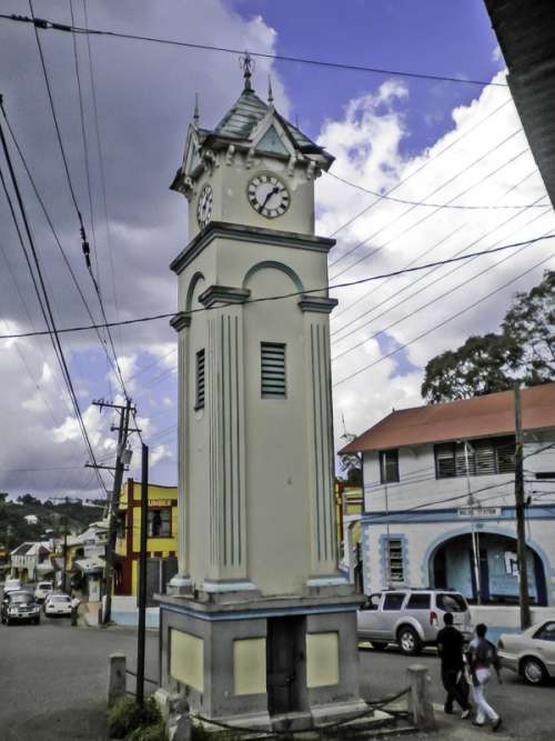 Clock Tower in the Center of Town in Claremont, Jamaica free photo