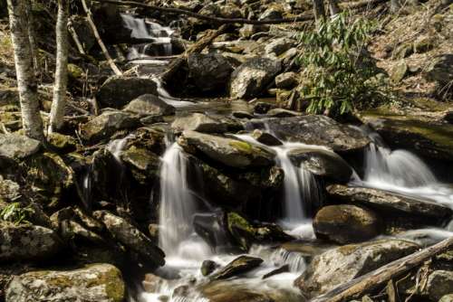 Closeup Waterfalls Cascades scenery in Great Smoky Mountains National Park, Tennessee free photo