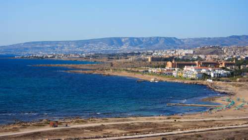 Coastal Town landscape in Cyprus free photo